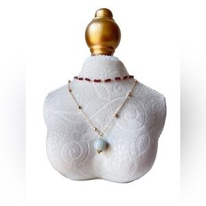 COPY - - 14K GP  Garnet & Jade Necklace